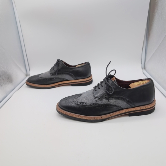 Ben Sherman Black/Gray sz 11.5 Oxfords Leather Wingtip Design - Picture 3 of 10